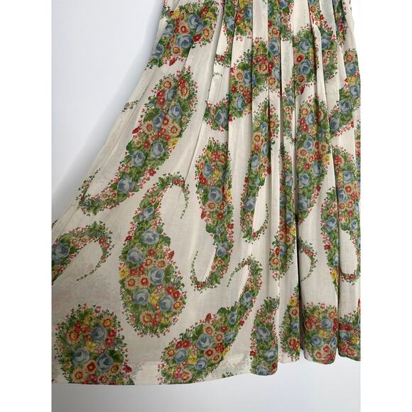1980s Geiger Austria Floral Cotton Midi Skirt prairie folk retro Size 42 Medium - Picture 5 of 16
